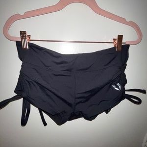 side scrunch tie yoga athletic shorts